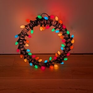 Festive Multicolor Holiday Wreath Made With C7 Incandescent Christmas Lights